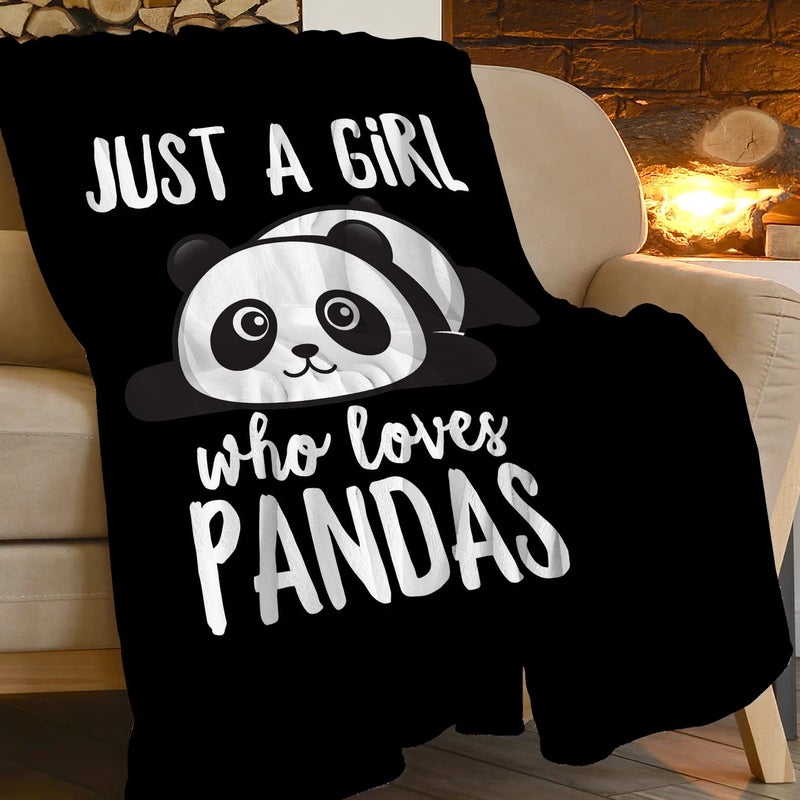 Mecowcm Panda Blanket Cute Panda Plush Throw Blanket Super Soft Cozy Warm Fleece Just A Girl Who Loves Panda Bedding Blanket Gifts for Kids Girls Boys Women 40""X50"" - Image 1